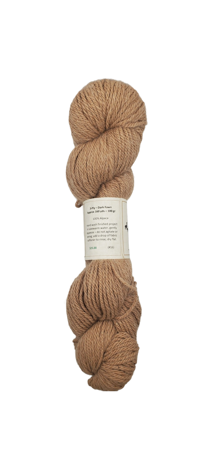 Luxurious Dark Beige Alpaca Yarn – 3 Ply Comfort, 100% Pure Softness (SKU 16)