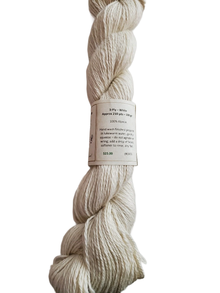 Cozy White Alpaca Yarn: Luxurious 3-Ply Perfection - SKU 300! Soft, Warm, and Dreamy.